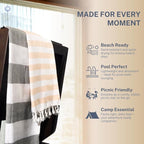 Cotton Turkish Beach Towel with Towels Oversized 36"x72" Pool Absorbent Extra Large Quick Dry Sand Travel Towel (Sage & Sand, 2 Pack)