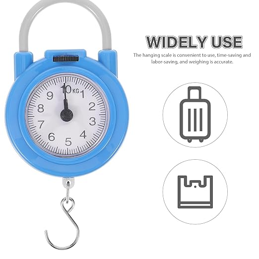 Portable Luggage Weight Scale with Hook, High Precision Hanging Spring Scale for Travel, Small Handheld Blue Weighing Tool for Home and Shipping
