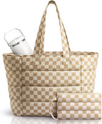 Puffer Tote Bag with Pouch,Women's Lightweight Quilted Shoulder Bag,15.6"/17.3" Laptop Travel Weekender for Work & Nurses