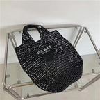 POOOPSSD New Woven Bag, Straw Mesh Tote Bag, Beach, Shoulder Bag, Hobo Women, Foldable Large Capacity, for Holiday.