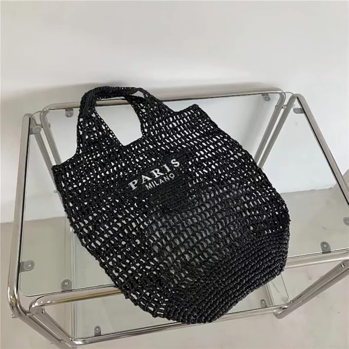 POOOPSSD New Woven Bag, Straw Mesh Tote Bag, Beach, Shoulder Bag, Hobo Women, Foldable Large Capacity, for Holiday.