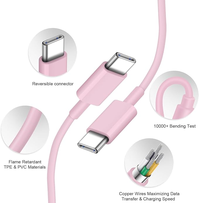 iPhone 17 16 15 Charger Fast Charging 3+3Pack 20W USB C Wall Charger with 10FT Fast Charging Cable Compatible with iPhone 17/17 Air/17 Pro/17 Pro Max/iPhone 16/15 Series, iPad Pro/AirPods -Pink