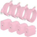 AISNI iPhone Charger Fast Charging 4 Pack 20W PD USB C Charger Block with 6 FT MFi-Certified Type C Fast Charging Cable Compatible for iPhone 14/13/12/11 Pro Max/Xs Max/XR/X,iPad-Pink