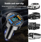 Car Charger 66W Super Fast Charging with USB 2.4A&QC 3.0(Voltmeter&LED Lights) Universal Quick Charge for 12-24V Car Cigarette Lighter Plug,Compatible with iPhone 14 13 12,S22 (2Pcs-Black-QC/2.4A)