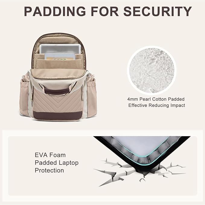 Focdod Laptop Backpack for Women Bookbag: 15.6 inch Work Backpacks with Pouch Pocket for Large Capacity Cup & USB Charger College Book Bag Travel Business Nurse Teacher Bookbags Anti-theft Back Pack