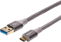 Amazon Basics USB-C to USB-A 3.1 Gen 1 Fast Charger Cable, Double Braided Nylon Cord, 5Gbps High-Speed for Apple iPhone 16/15, iPad, Samsung Galaxy, Tablets, Laptops, 10 Foot, Dark Gray