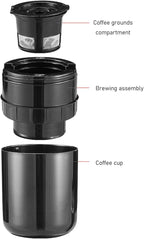 Portable Coffee Maker, Auto Mini Handheld Coffee Machine Cordless Type C Rechargeable with 1200mAh Battery for Travel Camping, Driving, Home and Office, Compatible for K Cup