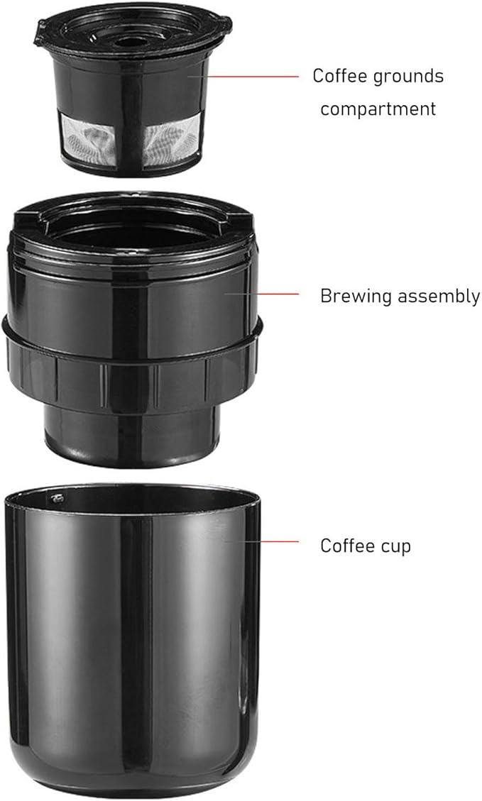 Portable Coffee Maker, Auto Mini Handheld Coffee Machine Cordless Type C Rechargeable with 1200mAh Battery for Travel Camping, Driving, Home and Office, Compatible for K Cup