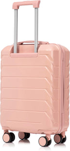 20 Inch Carry on Luggage with 14 Inch Cosmetic Case, 2 Pcs Hardshell Lightweight Durable Spinner Suitcase Set for Travel, Women, Men, TSA Lock, ABS, 20+14 Inch, Pink