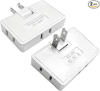 3 Way Flat Wall Outlet Extender,2 Prong180 Degree Portable Swivel Wall Tap Plug,Ultra Thin Folding Electrical Outlet Splitter (Easy Install),Type A,White,Pack of 2