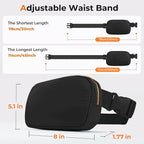 Belt Bag Zipper Fanny Pack Crossbody Bags for Women,Fashion Nylon Waist Packs, Water Repellent Two Way wear with Adjustable Strap Gifts for Teenage Girls Women Men(Black)