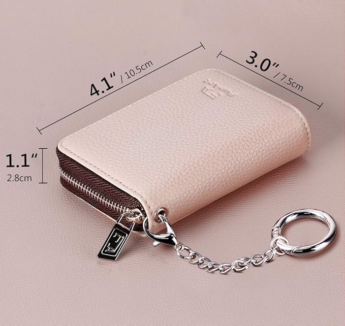 FurArt Zipper Wallet Women, RFID Blocking Credit Card Wallet, Business Card Holder, Compact Size KeyChain Wallet