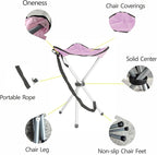 Folding Camping Stool,16.5" Folding Camping Chairs,Portable Tripod Seat,Outdoor Travel Tall Chair for Camping Walking Hunting Hiking Fishing Mountaineering Picnic Beach BBQ Garden Lawn(Pink)