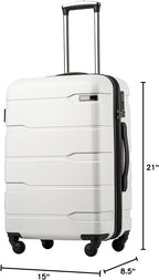 Coolife Carry On Luggage 22x14x9 Airline Approved Hardside PC+ABS Suitcase with TSA Lock, Lightweight Rolling Travel Luggage with Spinner Wheels(White, 20in)