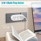 EXTRASTAR 3-Outlet Adapter, Space-Saving Splitter, Multi Plug Wall Tab for Home, Office, or Dorm - White (4 Pack)