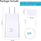 Android Phone Charger Samsung Charger Fast Charging Cord with 10FT USB Type C Cable for Samsung Galaxy S23/S23 Ultra/S22/S21/S20/S20+/S10/S10+/S10e/S9/S9+/S8/S8Plus/Edge/Active/Note 8/9/10/20