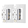 20 Amp Self-Test GFCI Outlet Combination with USB Type A and Type-C, Tamper Resistant Thinner Duplex Outlet, in-Wall, USB Charger for Smartphones, Tablets, White, 2-Pack