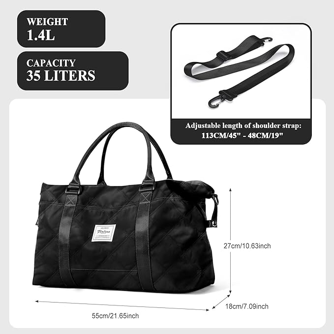 HYC00 Travel Duffel Bag,Carry-on Overnight Weekender Bags for Women,Sports Tote Gym Bag with Wet Pocket