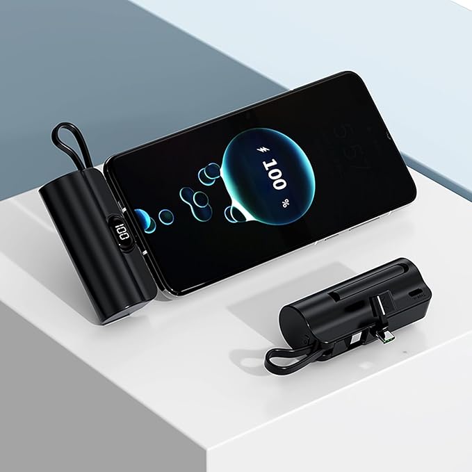 Mini power bank 5500mAh Portable Power Bank,Dual USB-C ports Cell Phone Power Charger, LCD LED Display Battery Compatible with iPhone17/16/15 plus/15 pro/15 pro Max/Android phone/Samsung/Moto/LG etc