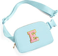 Gitus Gifts for 7 8 9 10 11 Year Old Girls Belt Bag Fanny Pack Crossbody Bags with Initial Letter Patch Birthday Gifts for Daughter Sister Friends Teen girls (Icing Blue-E)