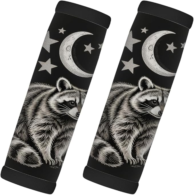2 Pack Luggage Handle Wrap with Travel Tags - Non-Slip Protective Cover Soft Handle Grips Covers for Suitcase(Red Panda Starry Night)