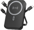 Power Bank 10000mAh Compatible with MagSafe, Magnetic Portable Charger with Digital Display, 15W Wireless Fast Charging, Built-in 3 Cables Compatible with iPhone 17/16/15/14/13/12 Series (Black)