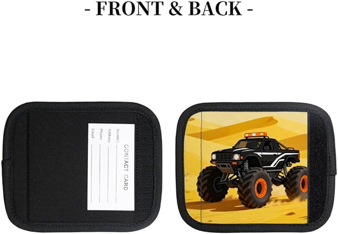 2 Pack Luggage Handle Wrap with Travel Tags - Non-Slip Protective Cover Soft Handle Grips Covers for Suitcase(Desert Trucks)