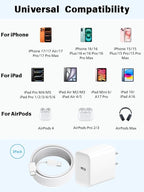 iPhone 17 Pro Max Charger Fast Charging,3Pack 20W Apple USB C Charger Block Comes with 10FT USBC to USBC Woven Cable Compatible with iPhone 17/Air/17Pro/16 ProMax/16e/15 Plus,iPad Pro/Air/Mini,AirPods