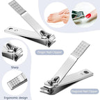 Geosar 50 Set 8 in 1 Travel Manicure Kit Bulk Professional Nail Clippers Pedicure Nail Care Tools Grooming Stainless Steel Set with Portable Travel Case, Gift for Valentine Men Women(Sliver)
