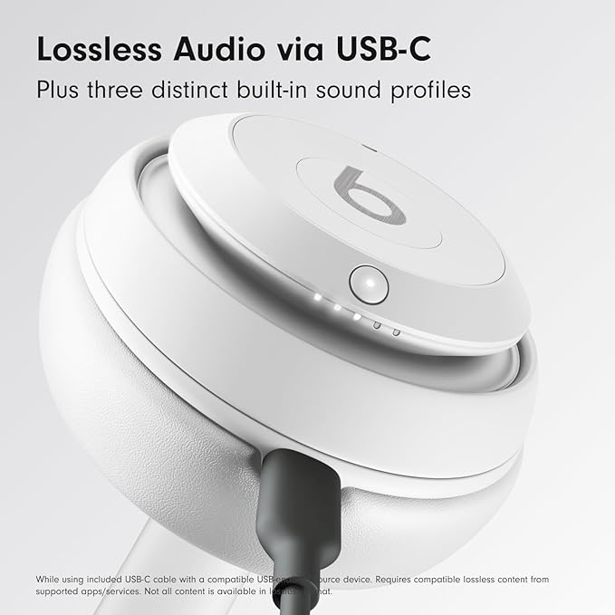 Beats Studio Pro Premium Wireless Over-Ear Headphones- Up to 40-Hour Battery Life, Active Noise Cancelling, Great for travel & commuting, USB-C Lossless Audio, Apple & Android Compatible - Matte White
