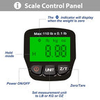 Commercial Grade Heavy Duty Digital 110lb/50kg Capacity Hanging Scale with Backlit and Measuring Tape for Luggage Fish Fishing with Comfortable Handle and Large Hook