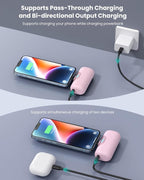 Mini Portable Charger for iPhone,Upgraded 22.5W PD Fast Charging 5500mAh Ultra-Compact Power Bank,LCD Display Plug-in Cute Battery Pack Travel Essentials for iPhone 14/14Pro/13/12/11/X/8/7/6plus-Pink
