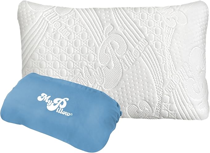 MyPillow Multi-Use Travel Pillow Compact Pillow for On-The-Go Comfort and Sleeping, Portable, Compact, Washable Pillow for Adult and Kids Neck Support [White]