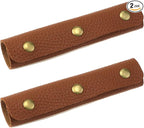 Mcredy 2 Pcs Luggage Handle Wrap Soft Handbag Handle Leather Wrap Cover with Metal Clasp Leather Bag Strap Wrap Covers for Purse Wallet Shopping Travel Bags, Brown