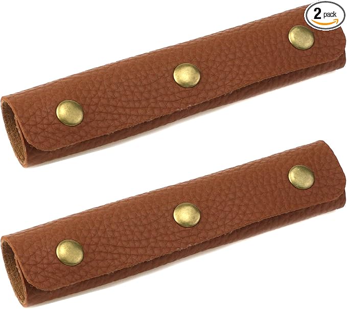 Mcredy 2 Pcs Luggage Handle Wrap Soft Handbag Handle Leather Wrap Cover with Metal Clasp Leather Bag Strap Wrap Covers for Purse Wallet Shopping Travel Bags, Brown