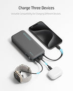 CUKTECH 45W Power Bank 20000mAh, Portable Travel Charger Built-in USB C Cable, Fast Charging Battery Pack for iPhone 16/15/14/13, iPad, Samsung Galaxy, Google Pixel, Android and More (White)