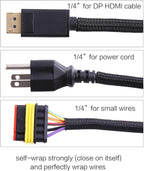 Alex Tech 10ft - 1/4 inch Cord Protector Wire Loom Tubing Cable Sleeve Split Sleeving For USB Cable Power Cord Audio Video Cable – Protect Cat From Chewing Cords - Black