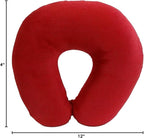 Wolf Essentials Adult Cozy Soft Microfiber Neck Pillow for Travel – Compact, Machine Washable - Perfect for Airplane, Car, or Home Use - Filled and Finished in The USA – Red