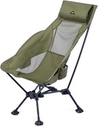 iClimb Ultralight Compact Camping Folding Beach Chair with Anti-Sinking Large Feet (Green - Triangular Frame High Back)