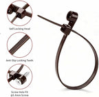 200 PCS 14 inch Brown Zip Ties with Screw Hole 70lbs Mountable head Cable Ties Straps Multipurpose Heavy Duty Nylon Cable Zip Ties with Screw Mounting Hole