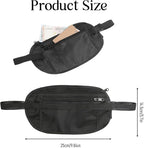 Money Belt for Travel, Hidden Waist Pouch, Travel Hidden Wallet, Waterproof Waist Bag, Anti-Theft Passport Fanny Pack for Men and Women (Black)