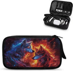 Galaxy Fire Wolf Print Electronics Organizer Travel Case, Water Resistant Cable Organizer Bag for Travel Essentials, Tech Gifts for Men, Storage Bag as Accessories for Phone, Cord