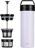 ESPRO Go P0 Ultralight French Press Coffee Maker for Travel, Vacuum Insulated Stainless Steel, 16 Ounces, Light Pink