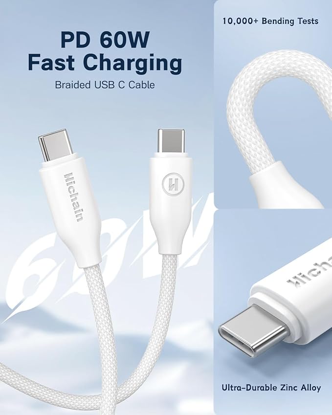 Hichain Magnetic Portable Charger, Wireless Power Bank 5000mAh Magnetic Charger for iPhone 17-12 Series, Magnetic Battery Pack Safe Wireless Charging, with 60W USB-C Charging - Silver