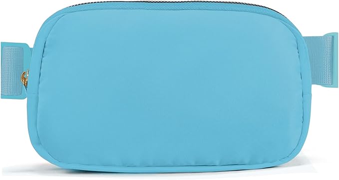 Belt Bag Zipper Fanny Pack Crossbody Bags for Women,Fashion Nylon Waist Packs, Water Repellent Two Way wear with Adjustable Strap Gifts for Teenage Girls Women Men (lake blue)