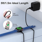2Pack 5ft/1.5m for Apple Watch Charger USB Magnetic Wireless Fast iWatch Charger Portable Compatible with iWatch Ultra/Series 9/8/7/6/SE/SE2/5/4/3/2/1-[Black]
