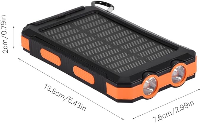 SUNGOOYUE 10000mAh Bank Kit, Portable Outdoor Fast Charger with Dual USB Ports, IP6, for Camping Travel Hiking (Black Orange)