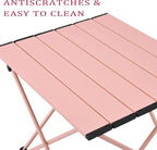 Grope Portable Camping Table with Aluminum Table Top, Folding Beach Table Easy to Carry, Prefect for Outdoor, Picnic, BBQ, Cooking, Festival, Beach, Home (Pink-M)