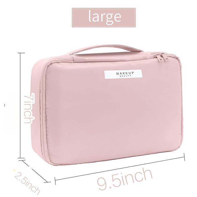 Queboom Travel Makeup Bag Cosmetic Bag Makeup Bag Toiletry bag for women and men(Pink)