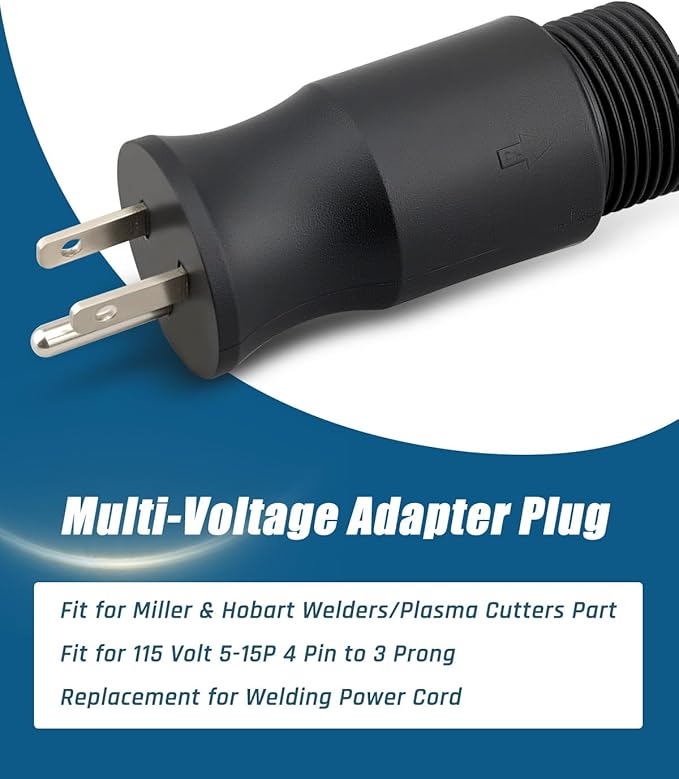 219261 Multi-Voltage Adapter Plug Fit for Miller/Hobart Welders/Plasma Cutters 115 Volt 5-15P 4 Pin to 3 Prong Welder Electric Adapter Plug